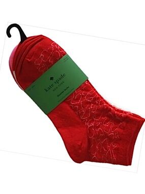 kate spade Set of 3 Ankle Socks with Spade Logo and Hearts OS